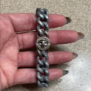 Rustic Cuff Madison Gray Silicone Chain Bracelet with Silver Clasp